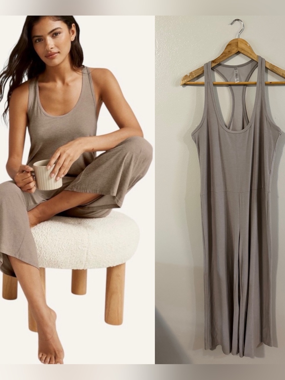 Beyond Yoga | Featherweight Hang Loose Jumpsuit | Small | Birch Heather